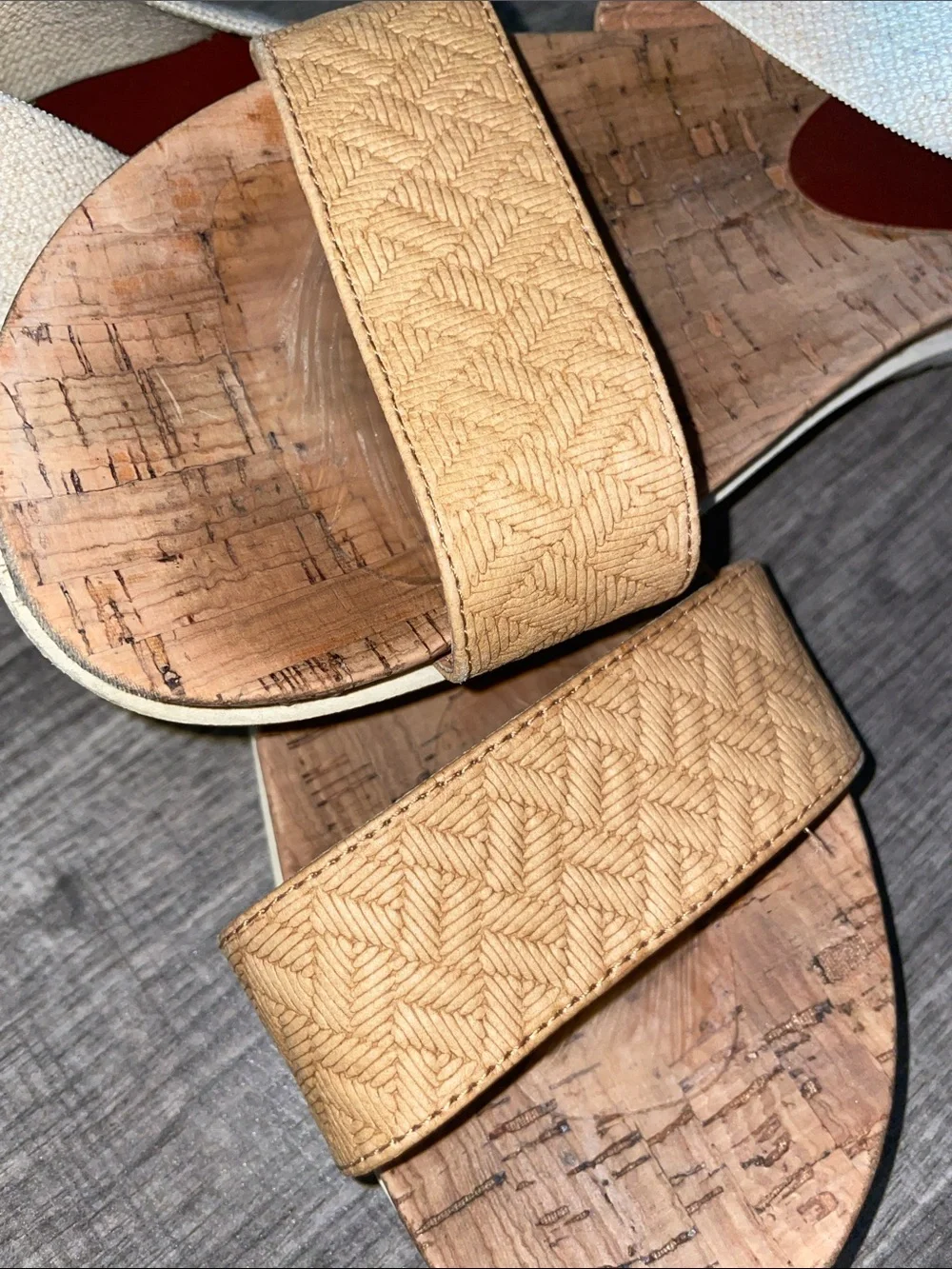 Boho Cork & Woven Strappy Sandals| Size 7.5| Casual Summer Flats - Picture 6 of 7